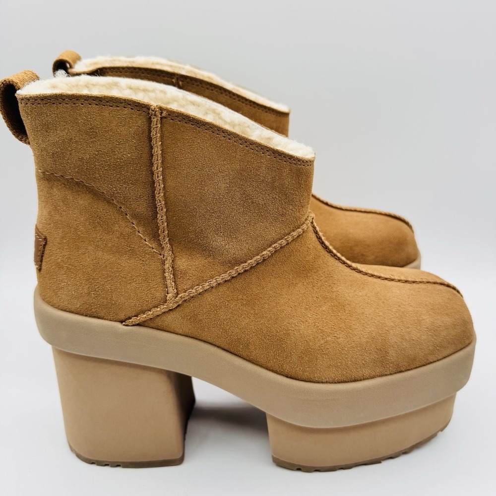 Ugg New Heights Boots Women's Size 9 Chestnut Brown Platform Bootie - Picture 5 of 15